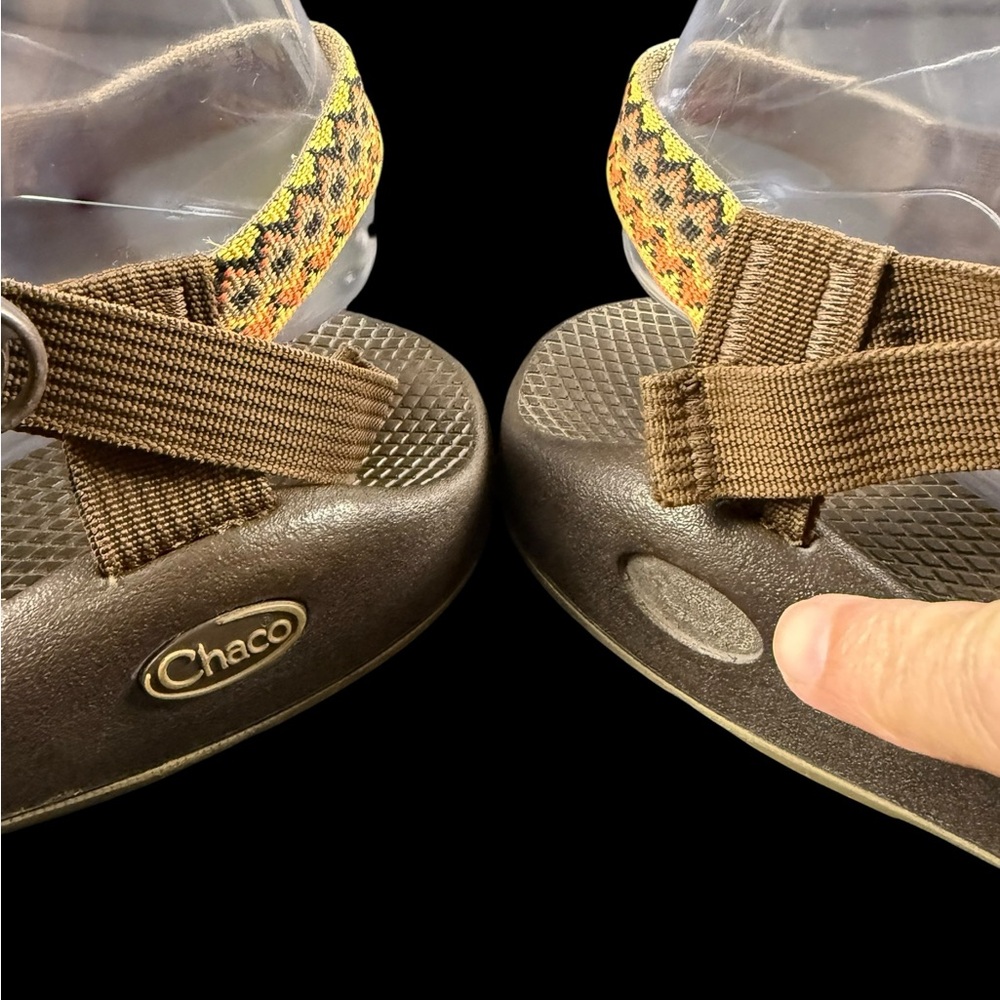 Chaco Z1 Women’s 11 Orange Brown  Geometric Vibram Sole Hiking Sport Sandals. - Picture 7 of 10